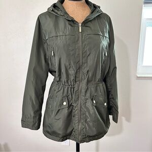 MICHAEL Michael Kors Military Green Hooded Anorak Zip Jacket Lined Large​​​​​